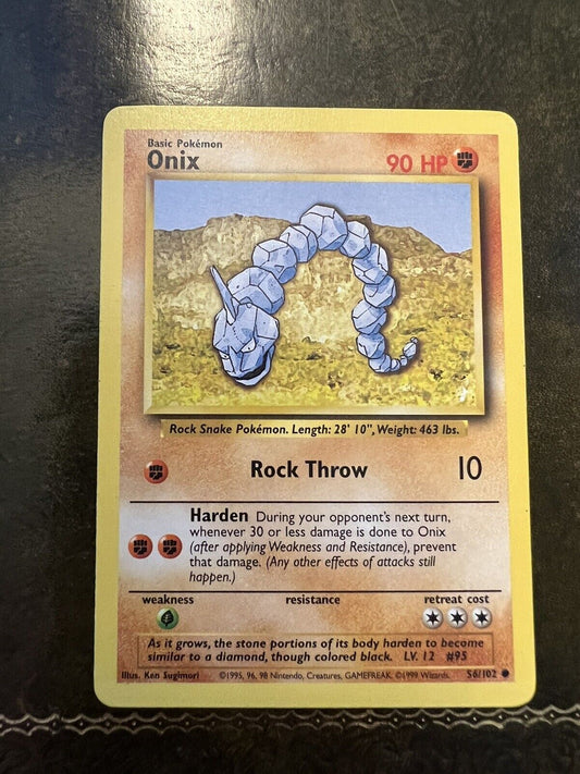 Pokemon Card Onix Common 1990s 