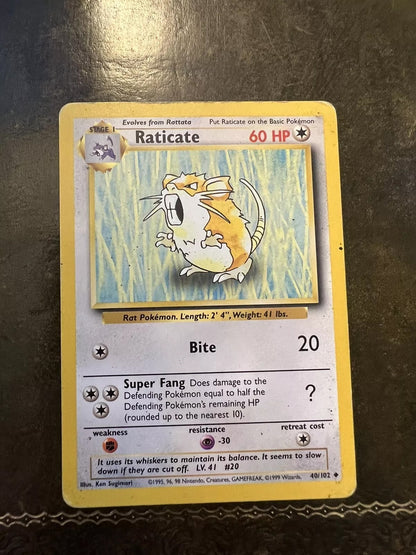 Pokemon Card Raticate Uncommon 1990s