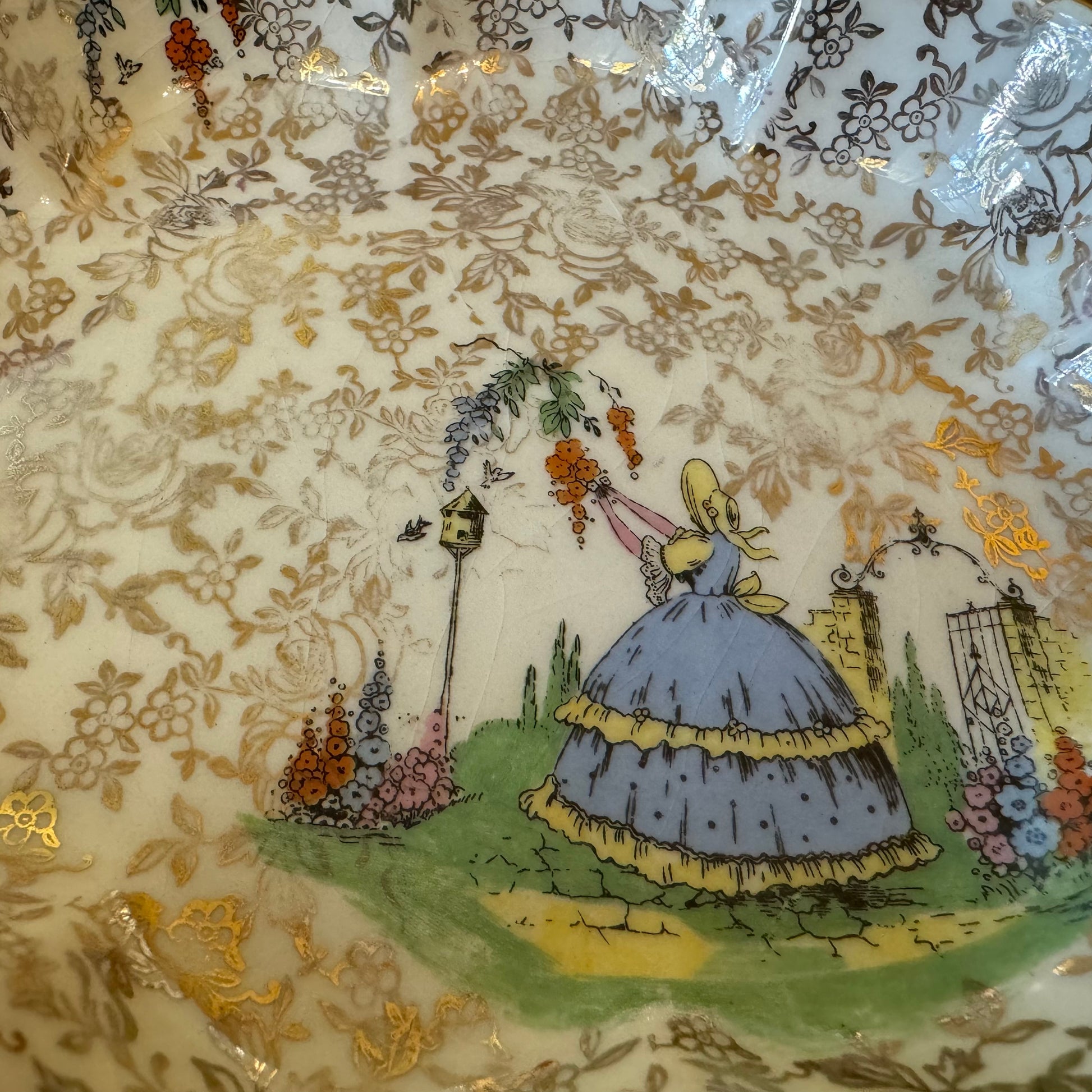Porcelain Lady in Flower Dish