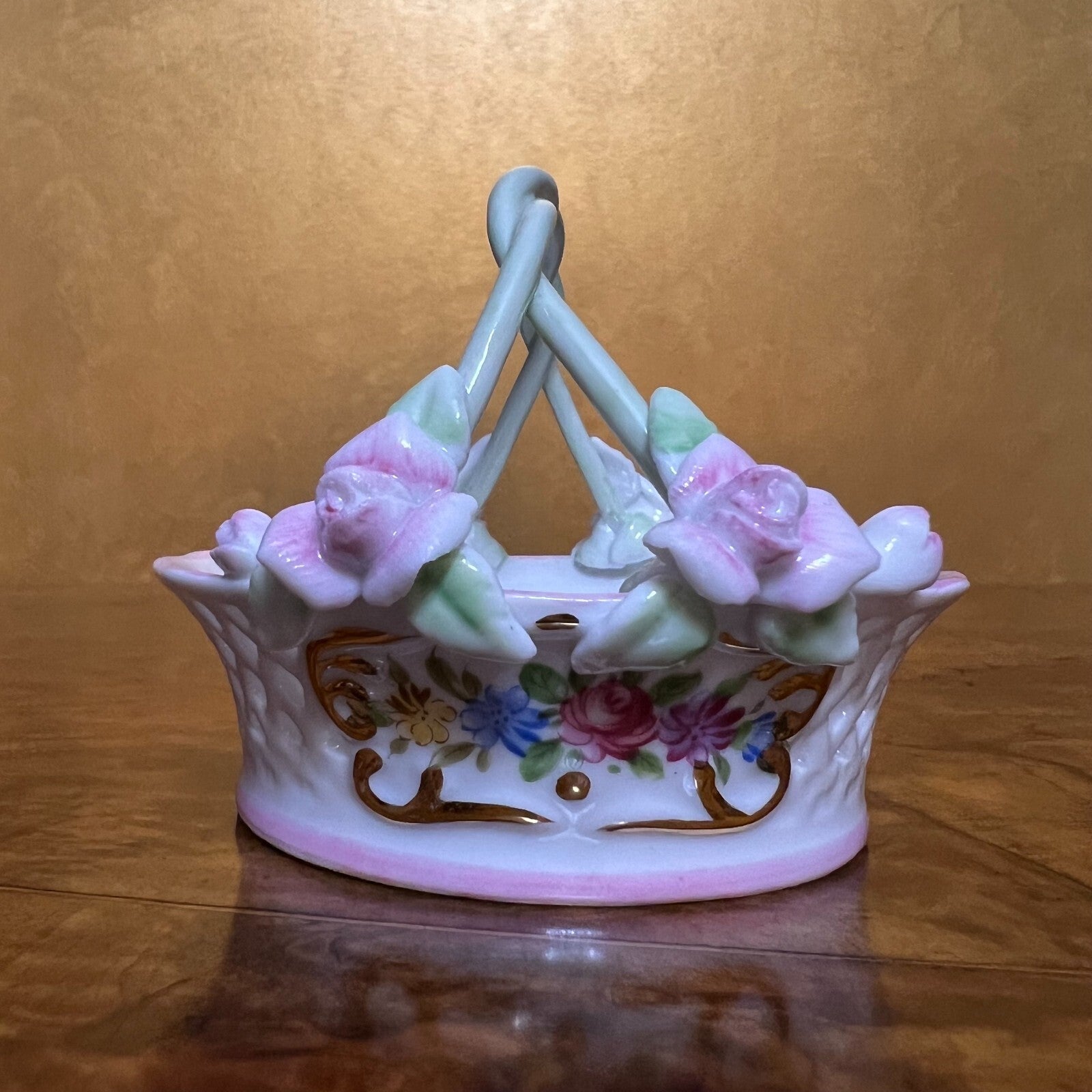 Regal Collection Floral Porcelain Basket 