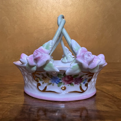 Regal Collection Floral Print Mini Porcelain Basket