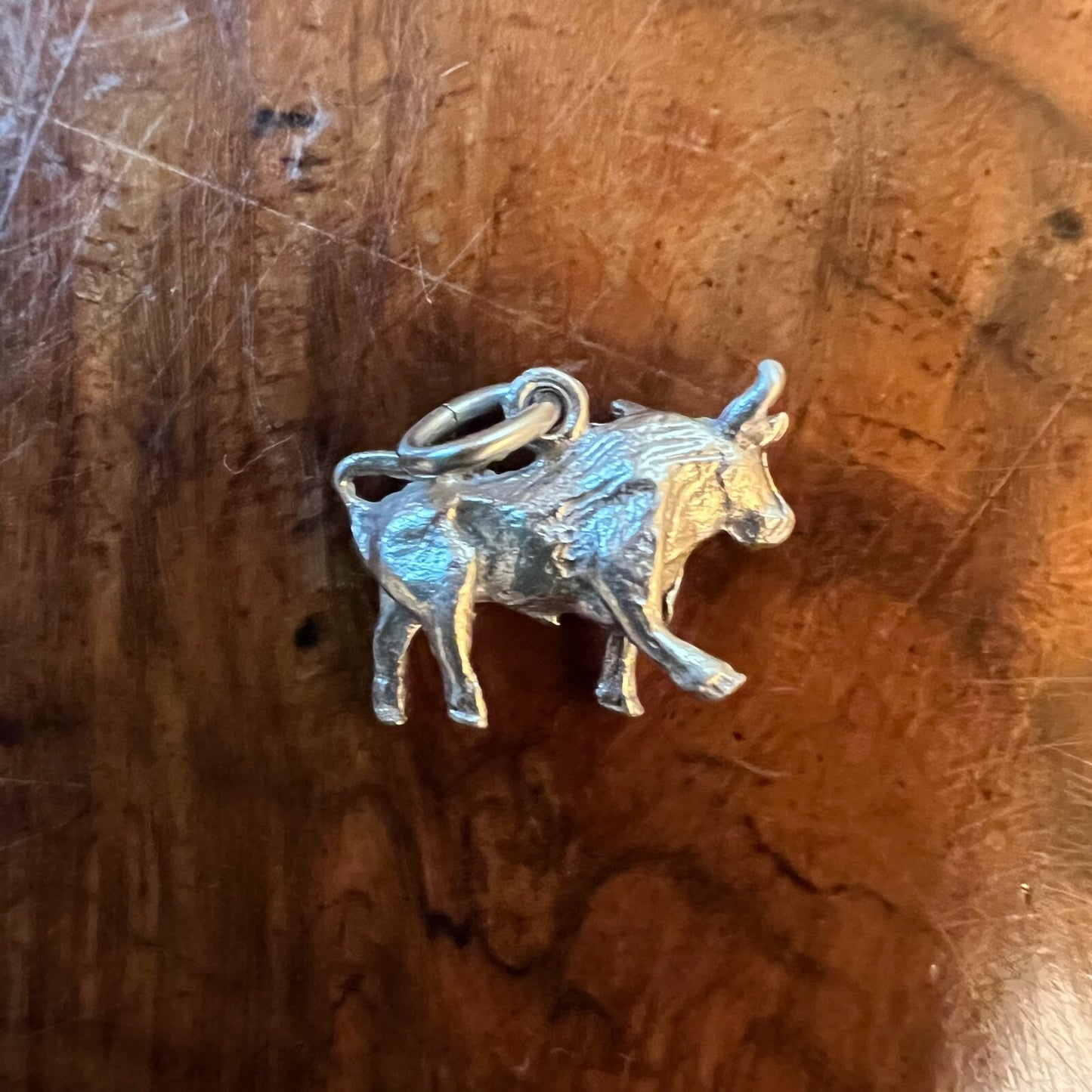Silver Bull Pendant Charm