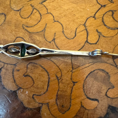 Silver Green Brooch 