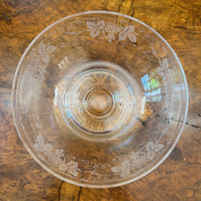 Stuart Crystal Grapes & Leave Print Bowl