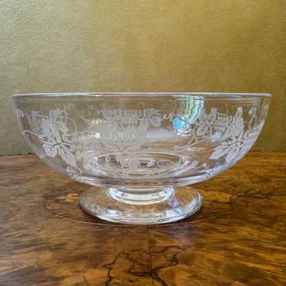 Stuart Crystal Grapes & Leave Print Large Bowl