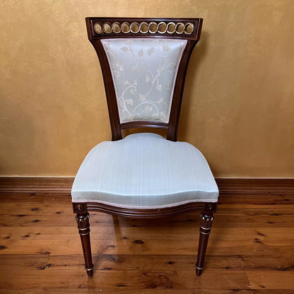 Vintage Floral Mint Wooden Chairs Pair