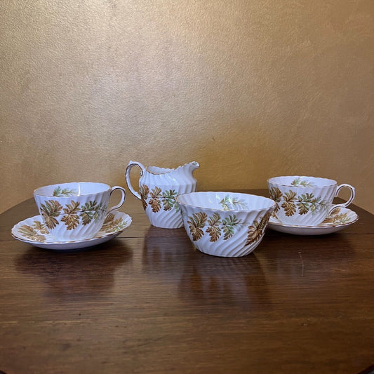 Vintage 1960s Aynsley Leaves Tea Set 