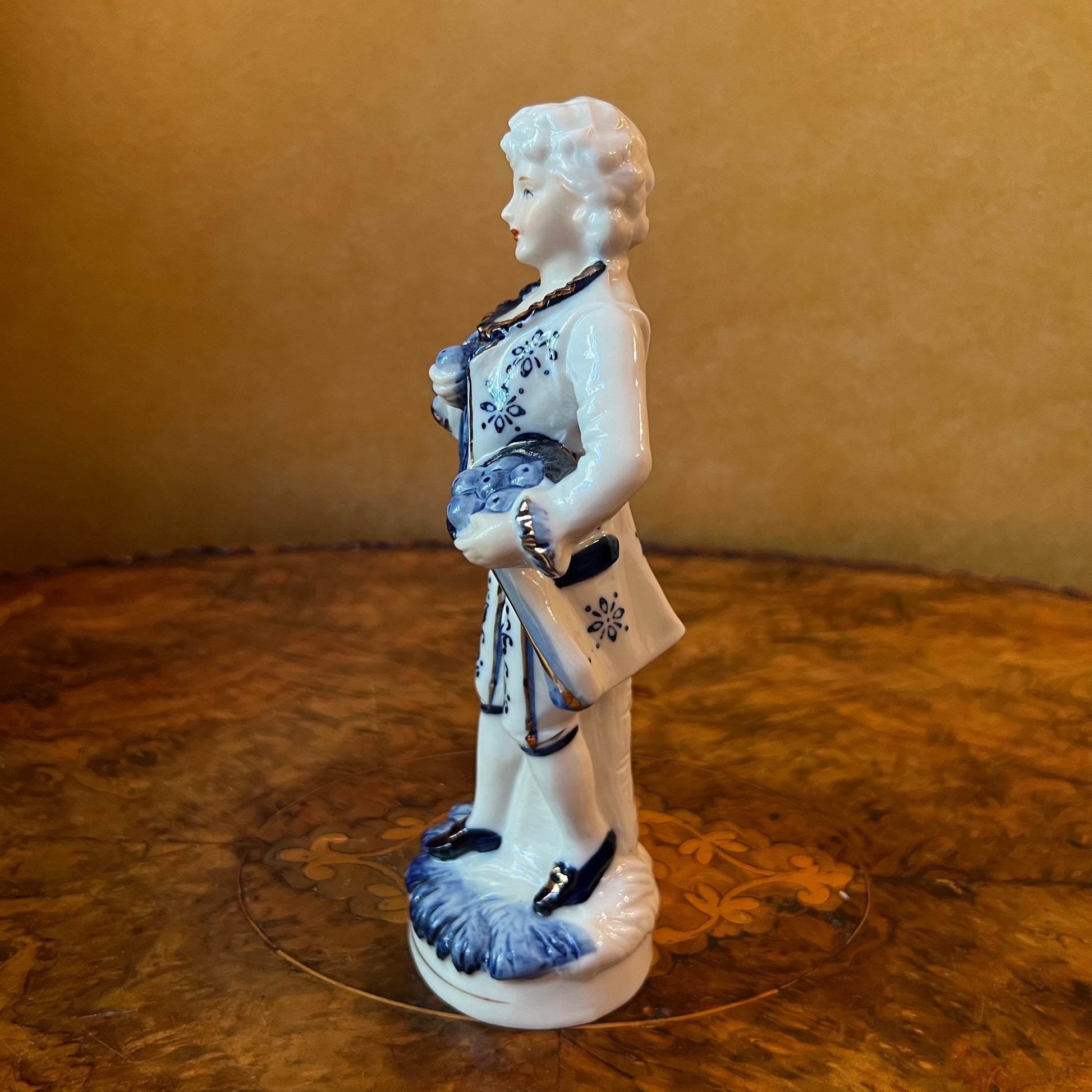 Vintage Blue & White Man Figurine 