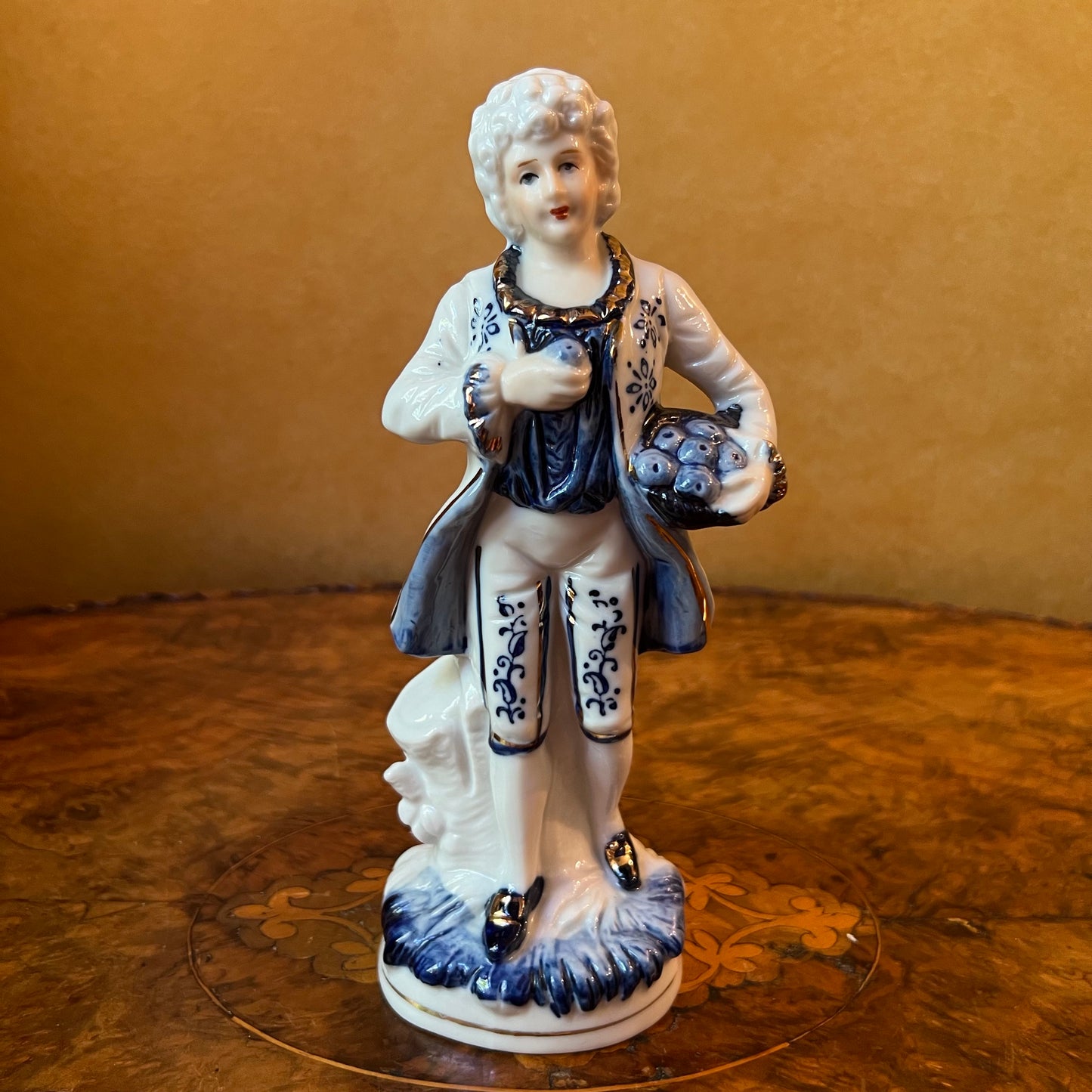 Vintage Blue & White Man Figurine Statue 