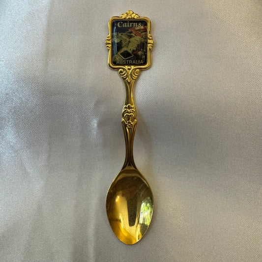 Vintage Cairns Australia Gold Colour Souvenir Tea Spoon 