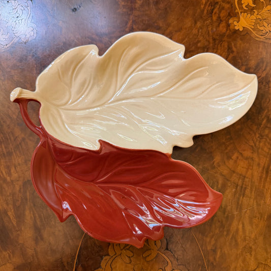 Vintage Carlton Ware Red White Maple Leaf Small Dish 