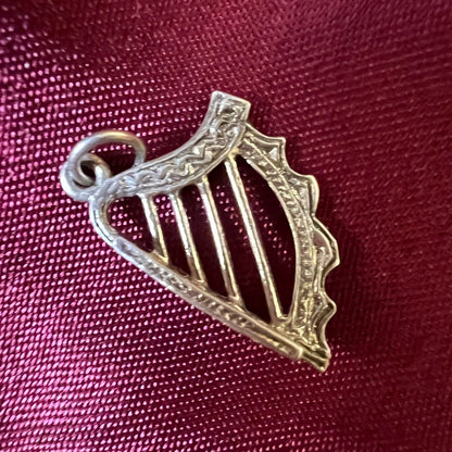 Vintage Celtic Harp Pendant Or Charm 