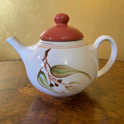 Vintage Ceramic Gum Leaves Print Tea Pot 