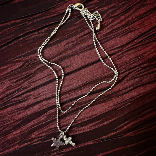 Vintage Costume Star & Cross Pendant Ankle Bracelet 