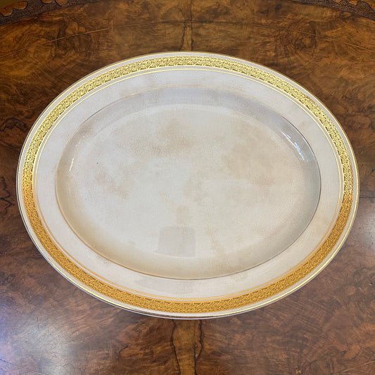 Vintage Crown Ducal Gold Border Print Oval Platter 