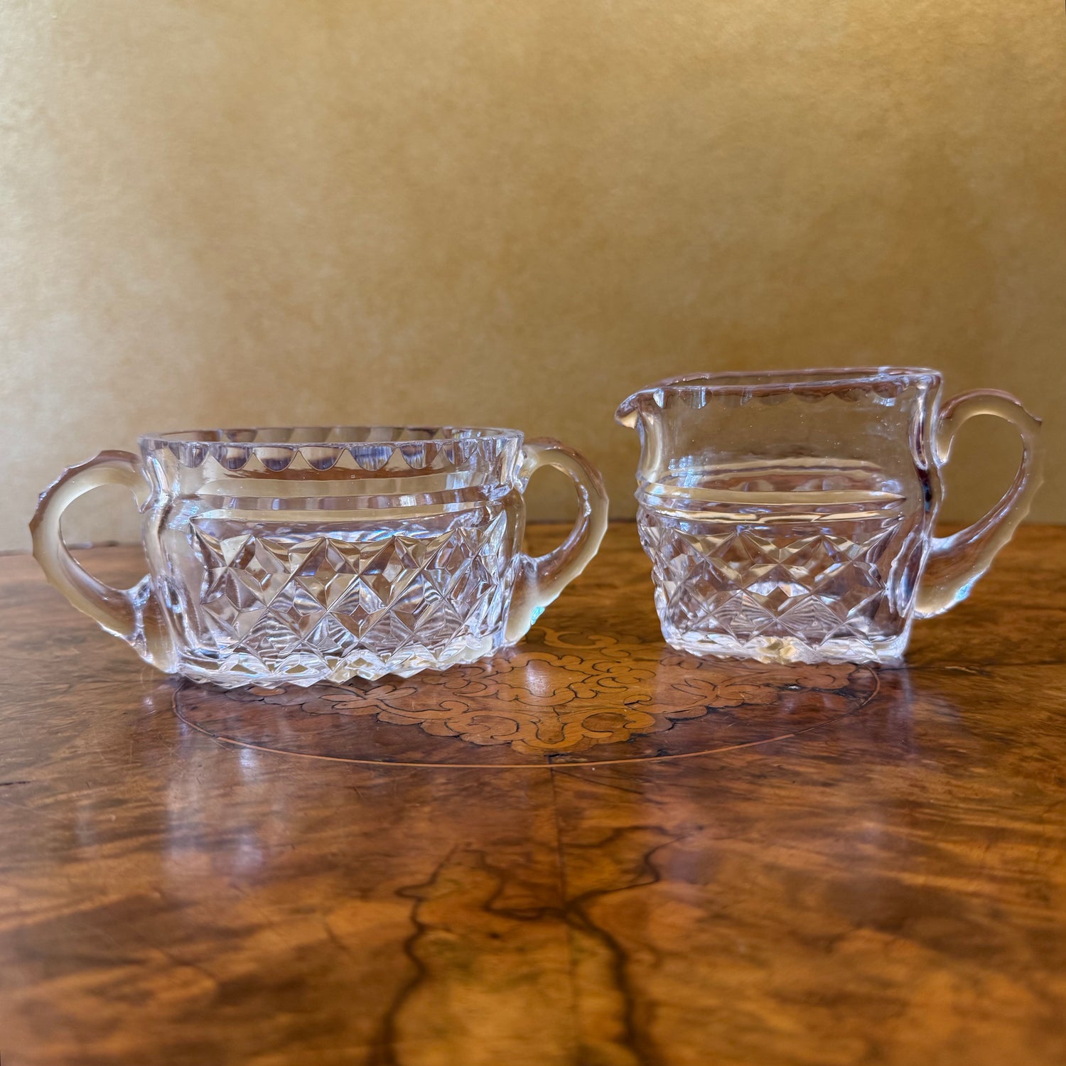 Vintage Crystal Milk & Sugar Set 