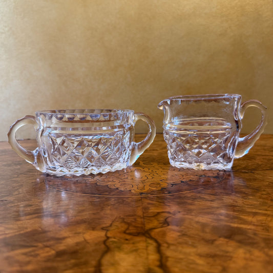 Vintage Crystal Milk & Sugar Set 