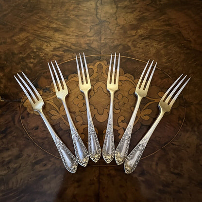 Vintage Daniel & Arter Silver Plated Dessert Forks Set Of Six 