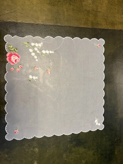 Vintage Embroidered Square Transparent Fabric