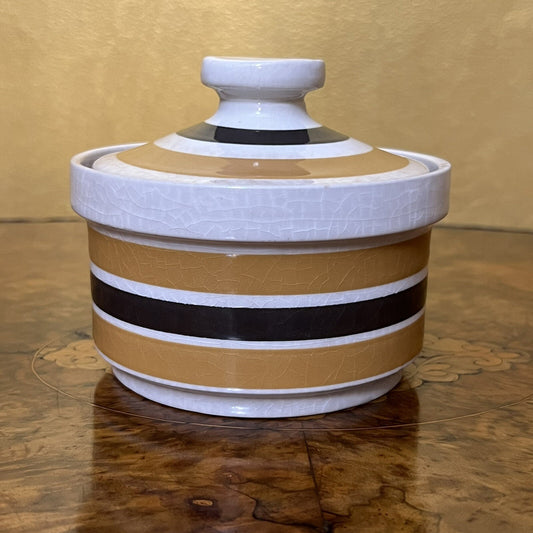 Vintage English Stripe Canister Jar 