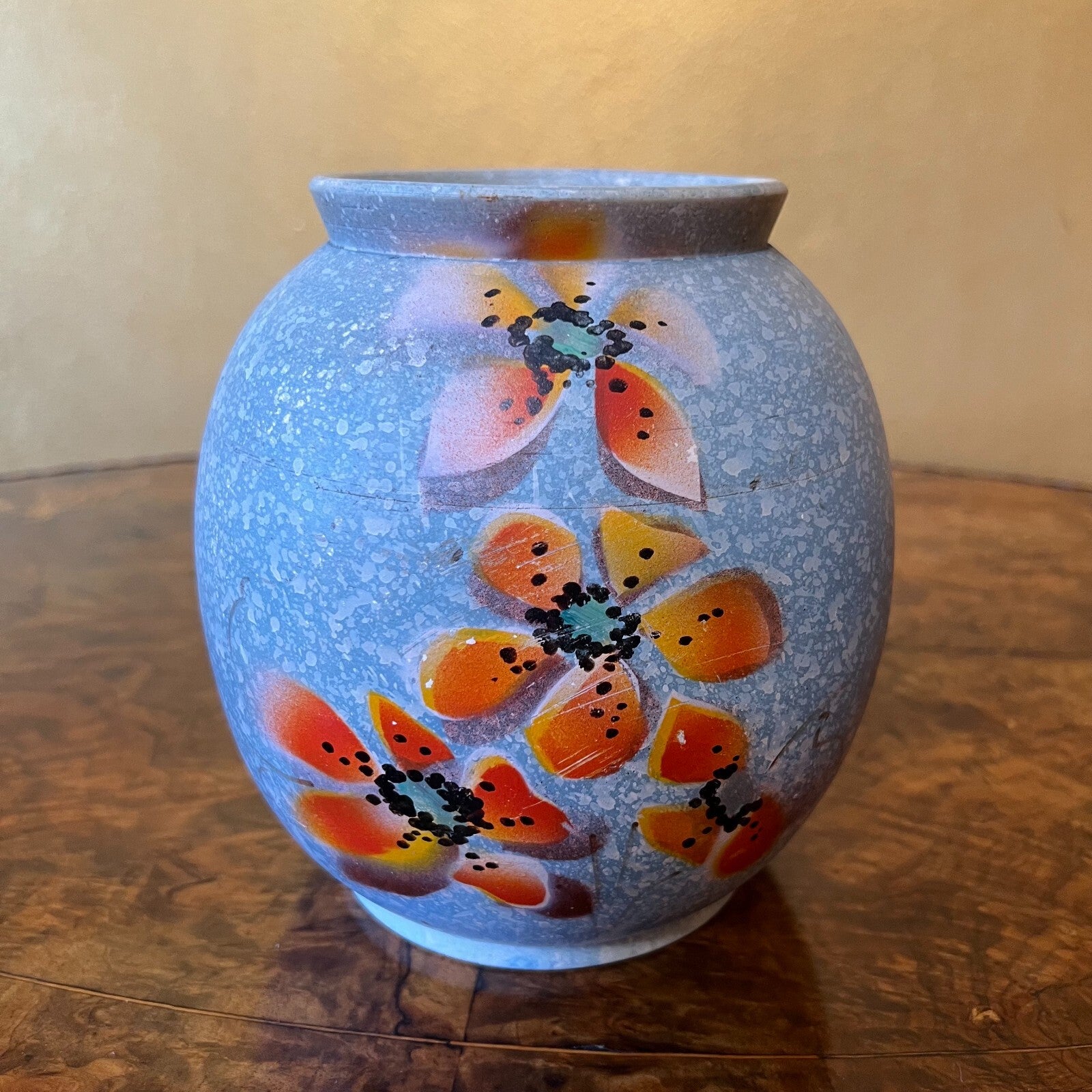 Vintage Floral Blue Vase 