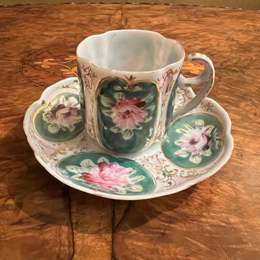Vintage Floral Demitasse Coffee Cup & Saucer