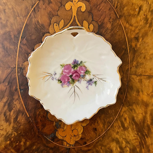 Vintage Floral Print Leaf Dish
