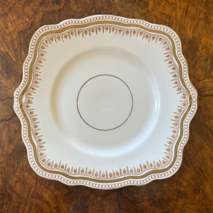 Vintage Foley Gold Print Cake Plate 