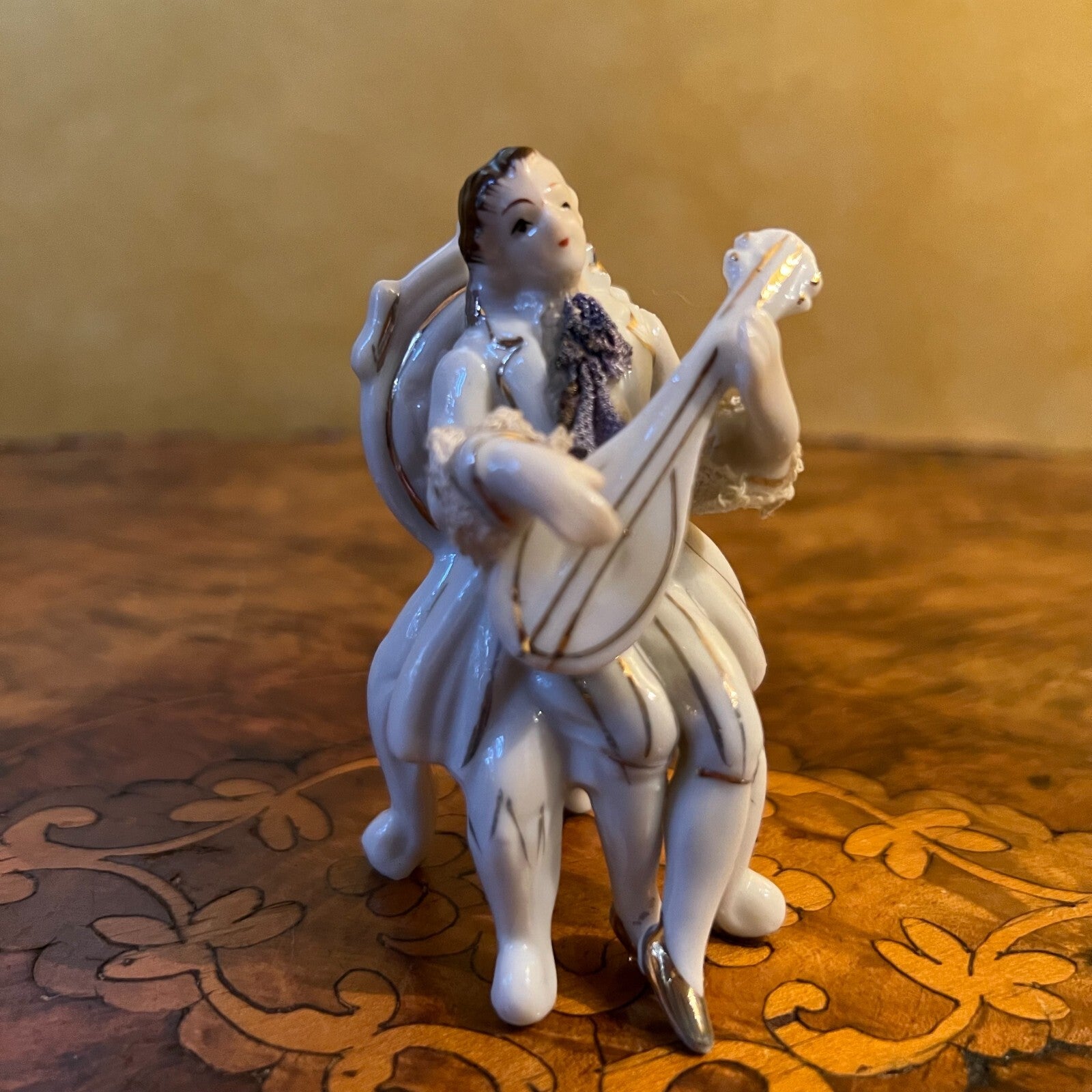 Vintage German Man Sitting Fabric Cravat  Figurine