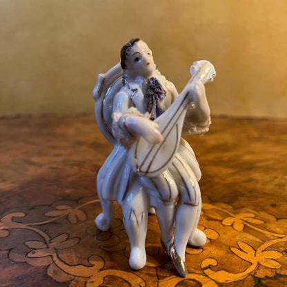 Vintage German Man Sitting Fabric Cravat  Figurine