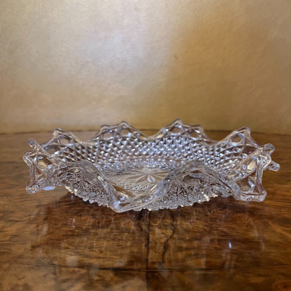 Vintage Glass Cut Display Bowl 