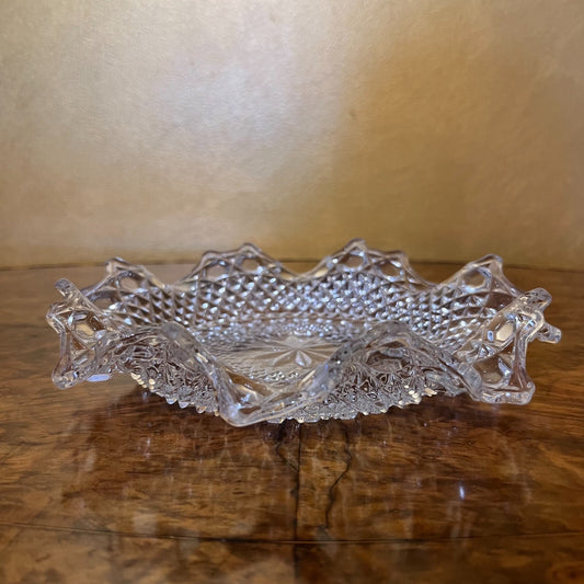 Vintage Glass Cut Display Bowl 