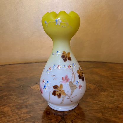 Vintage Glass Hand Painted Vase 