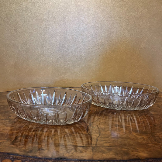 Vintage Glass Oval Bowls Pair 