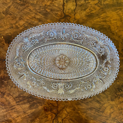 Vintage Glass Oval Tray 