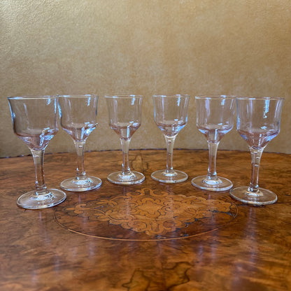 Vintage Glass Port Glasses Set Of Six