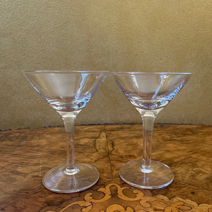Vintage Glass Small Martini Glasses Pair 
