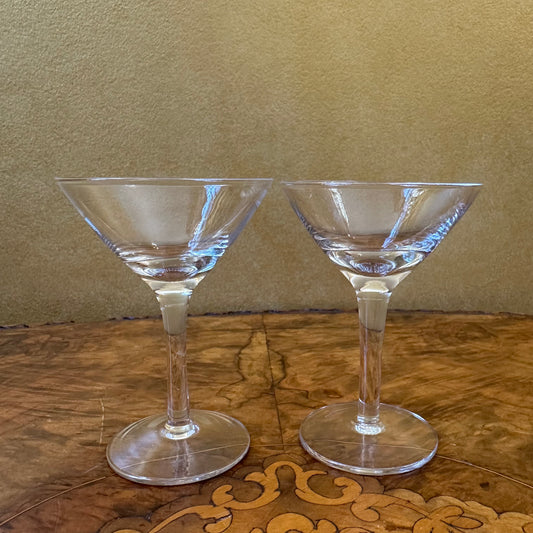 Vintage Glass Small Martini Glasses Pair 