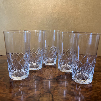 Vintage Glass Tall Glasses Set Of Five 