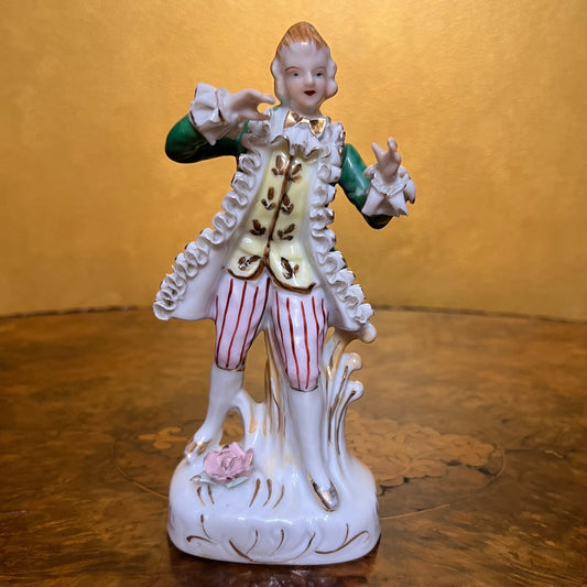 Vintage Green Jacket Porcelain Man Figurine 