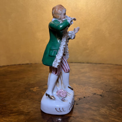 Vintage Green Jacket Porcelain Man Figurine Ornament
