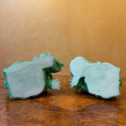 Vintage Green Resin Guardian Foo Dog Statues