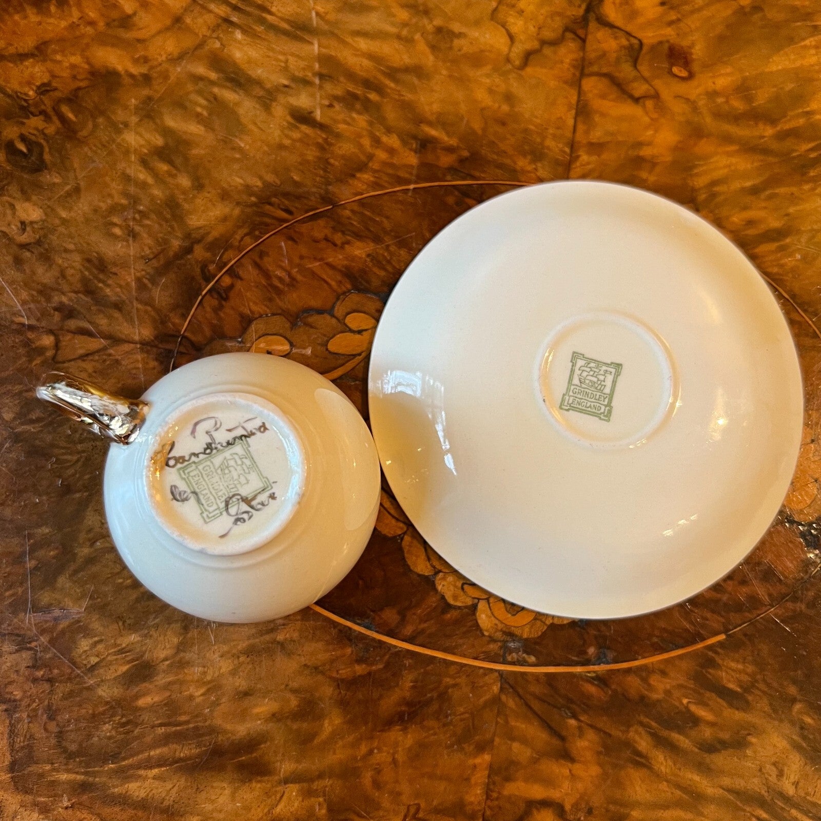 Vintage Grindley Pearl Light Aqua/Cream Demitasse 