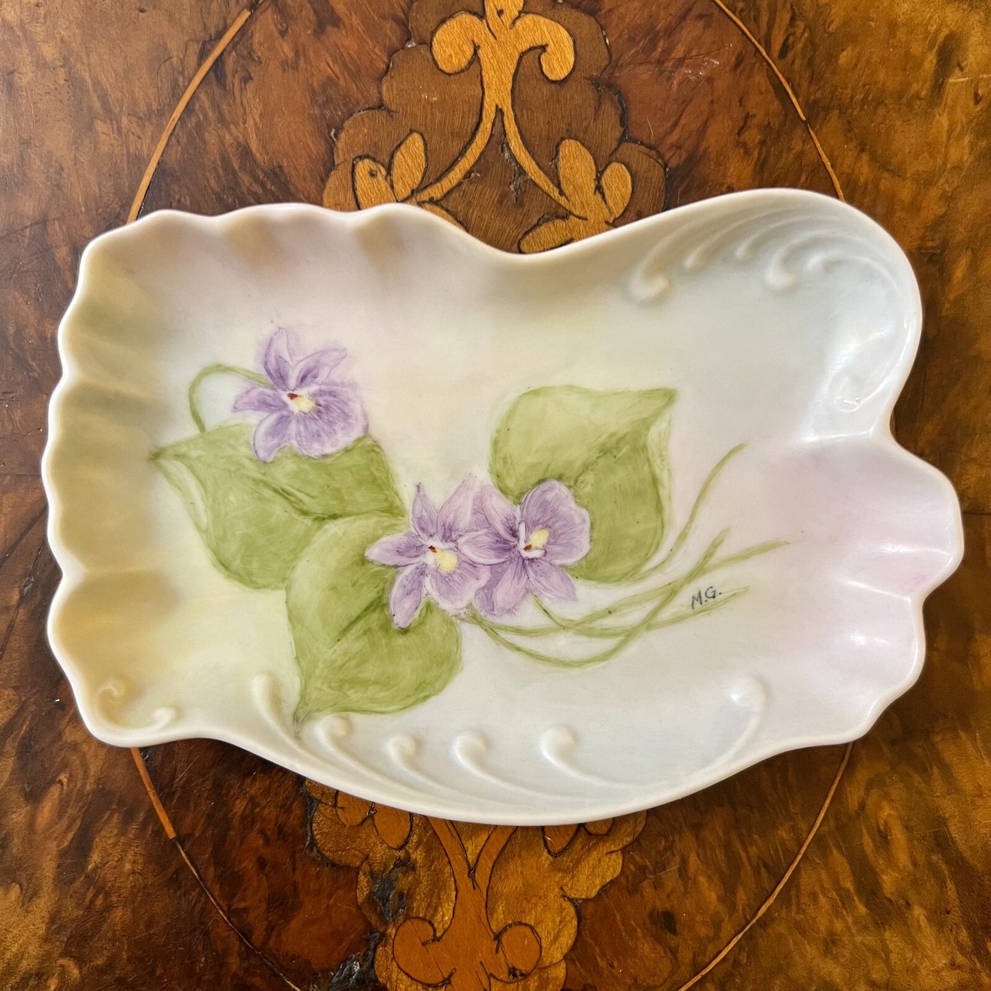 Vintage Hand Panted Floral Trinket Dish 