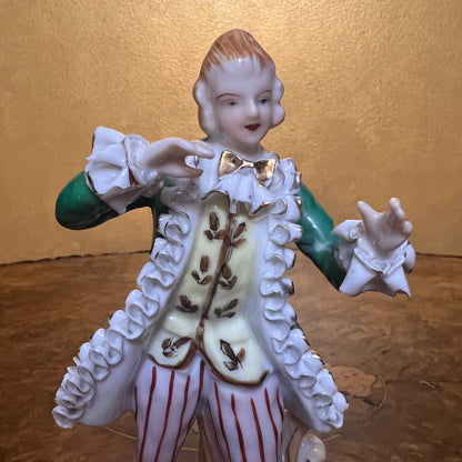 Vintage Jacket Porcelain Man Figurine Ornament