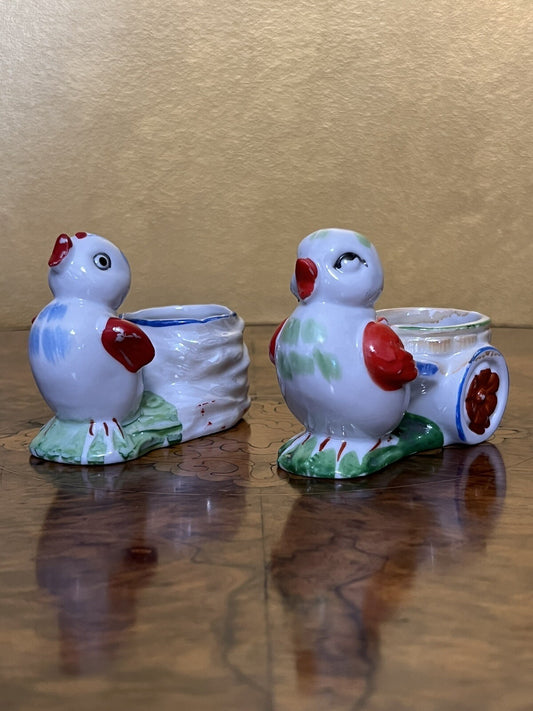 Vintage Japanese Birds Egg Cup Holders