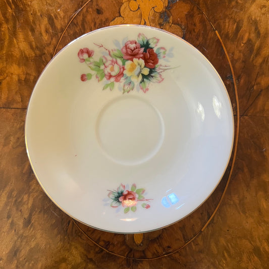 Vintage Japanese Floral Print Coffee Saucer 