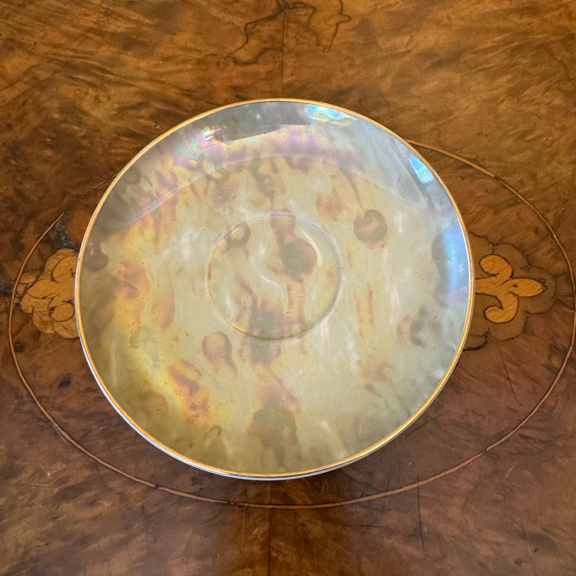 Vintage Japanese Green Marle Gold Saucer