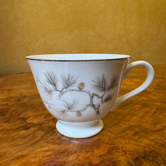 Vintage Japanese Pine Cone Tree Print Tea Cup 