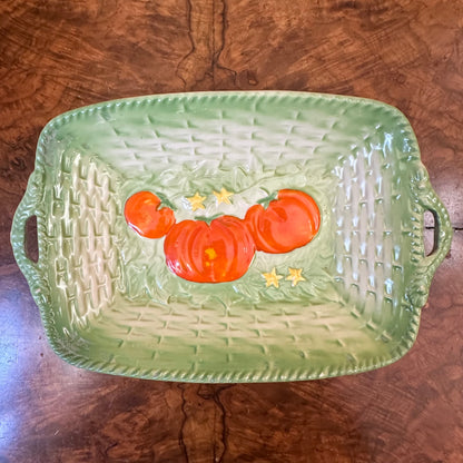 Vintage Japanese Tomato Print Basket Dish 
